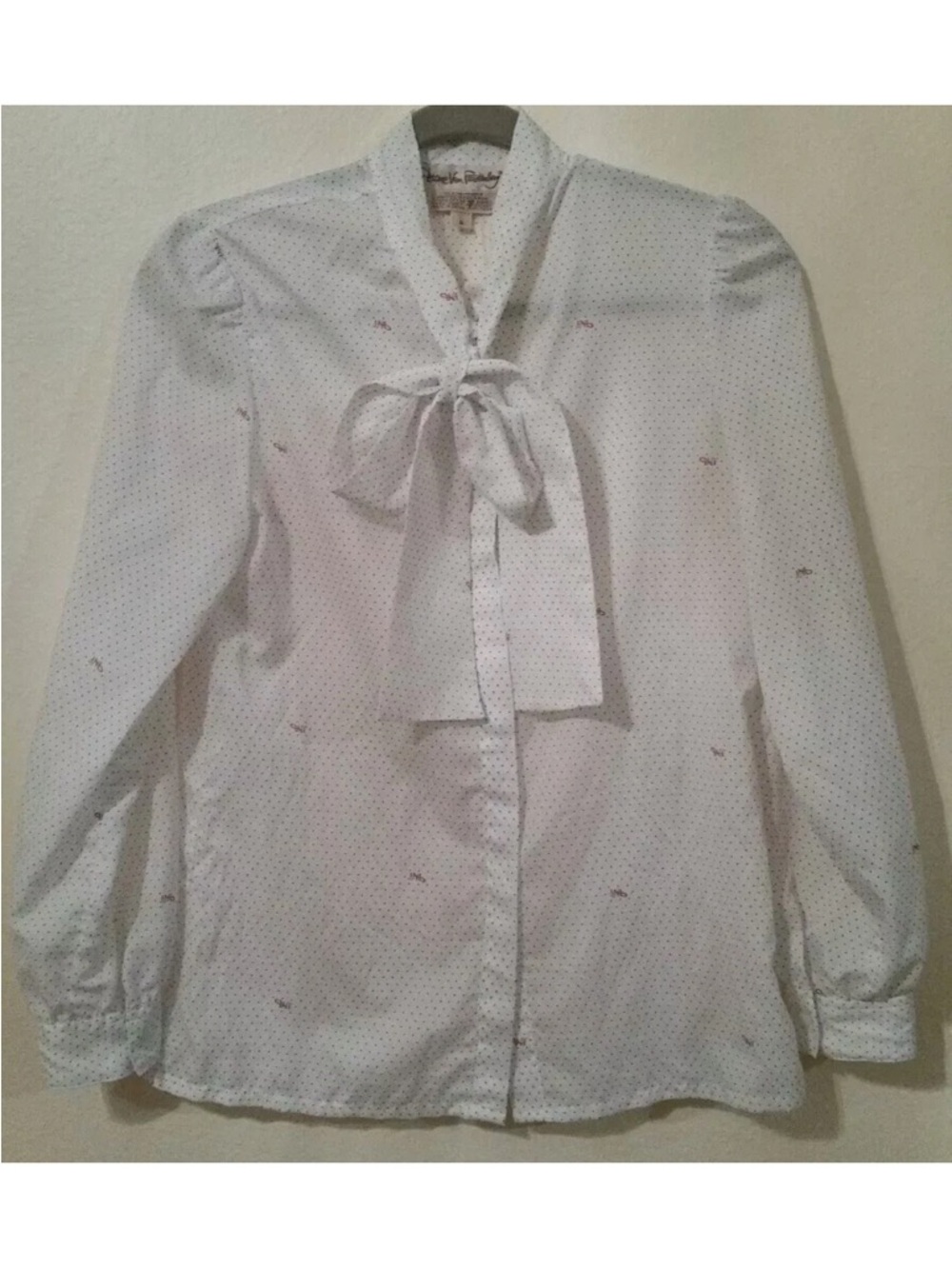 Diane Von Furstenberg White Polka Dot Blouse